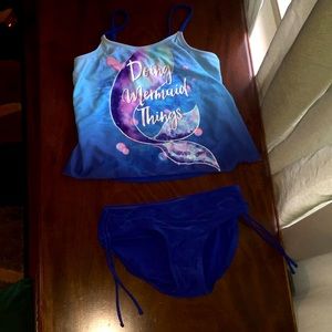 2 piece blue mermaid bathing suit